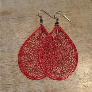 Red filigree earrings